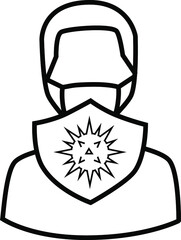 Man in face mask line icon, vector pictogram of disease prevention. Protection wear from coronavirus, illustration, sign for medical equipment store.