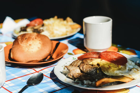Traditional bolivian breakfast from the Yungas region in Bolivia.