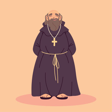priest or monk wearing brown hooded gown