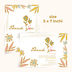 Beauty minimalist floral thankyou, gift, Invitation card pastel organic design template vector
