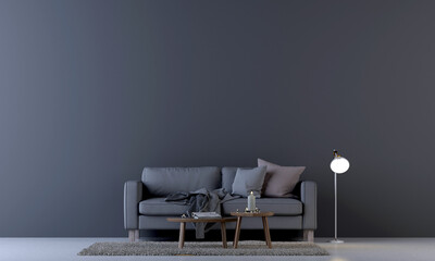 Modern mock up interior design of living room and black wall pattern background