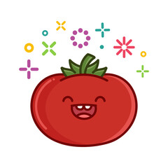 kawaii smiling tomato cartoon illustration