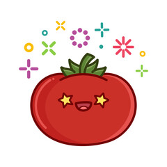 kawaii smiling tomato cartoon illustration