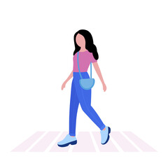 walking young woman.