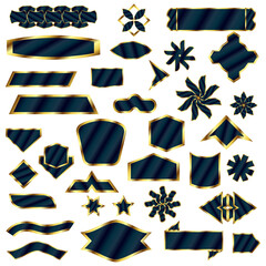 ribbon and badge set golden design