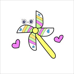 vector illustration of a flat cartoon style propeller mascot graphic