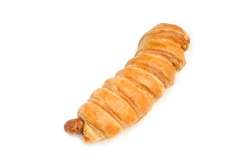 Sausage roll on white background - isolated