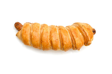 Sausage roll on white background - isolated