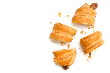 Sausage roll on white background - isolated