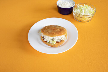 Homemade gordita stuffed with chicharron