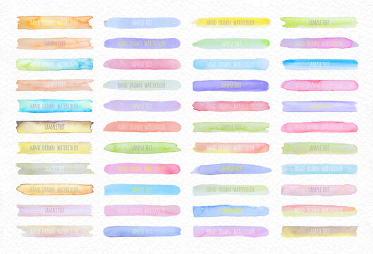 Collection Vector Label Tag Elements Set Watercolor Brush Paint Strokes From A Hand Drawn On The White Paper Texture Background