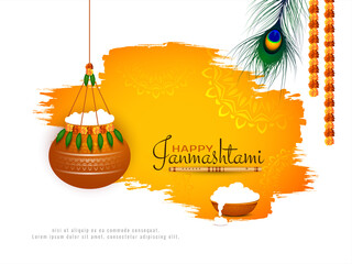 Abstract Happy Janmashtami Indian festival background