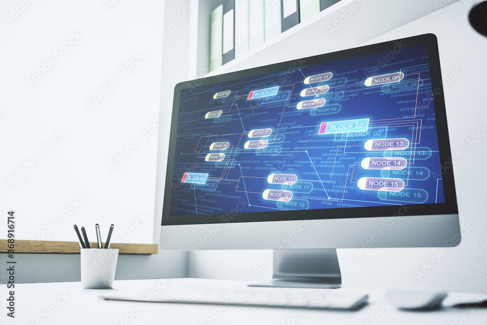 Leinwandbilder abstract creative coding concept on modern laptop screen. 3d rendering