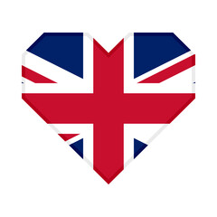 Obraz premium heart icon with united kingdom flag, isolated on white background