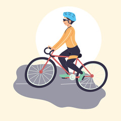 Naklejka premium man rides bicycle, outdoor activity