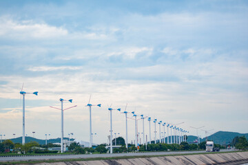 wind turbine against blue sky