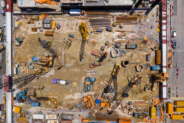 Top view of construction site