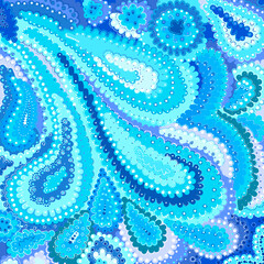 dot painting in blue tones