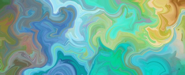 abstract background pattern with marbled paint texture in blue gold and green colors, colorful fluid painting