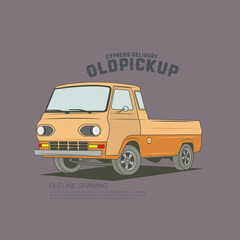 Old pickup vintage vehicle vector illustration.Good for retro design style printing media.