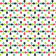 colorful basic form teardrop flower seamless pattern isolated in white background