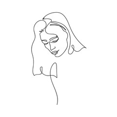 Line drawing. Line girl. One line face. Fashion print. feminine logo. Minimalist art