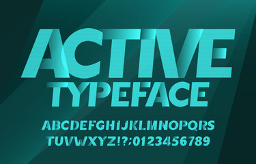 Active alphabet typeface. Modern letters and numbers. Stock vector alphabet for your typography design. Abstract background.