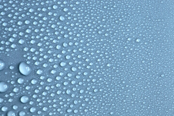 Large number of water drops. Abstract background texture. Waterfalls on a solid background, collecting bubbles on a clean surface. Raindrops, a series of natural photographs