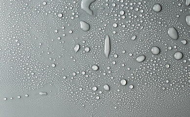 Water drops on light background, top view, close-up, macro. Great background with natural water drops and natural light