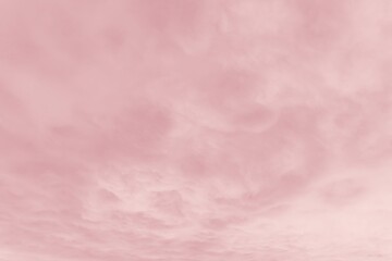 Beautiful sky with cirrocumulus clouds, pink coral watercolor toned - obrazy, fototapety, plakaty