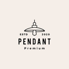 industrial pendant hanging light interior hipster vintage logo vector icon illustration