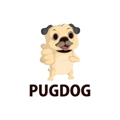 pug dog thump up mascot character logo vector icon illustration