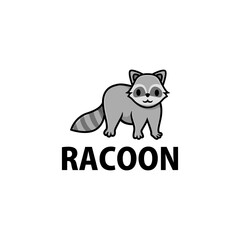 cute racoon cartoon logo vector icon illustration