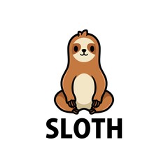 cute sloth cartoon logo vector icon illustration