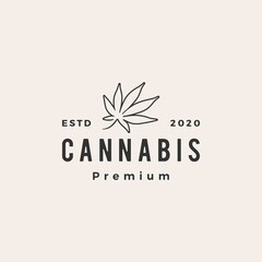 cannabis leaf hipster vintage logo vector icon illustration