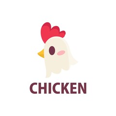 cute chicken rooster flat logo vector icon illustration