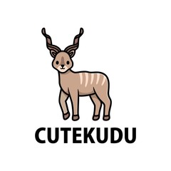 cute kudu cartoon logo vector icon illustration