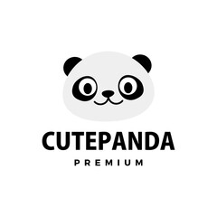 cute panda flat logo vector icon illustration