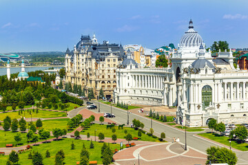 view of kazan city from kremlin - obrazy, fototapety, plakaty