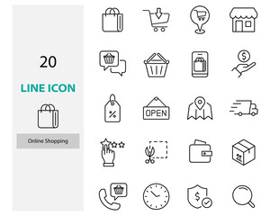 set of online shopping icons, shop application, customer service