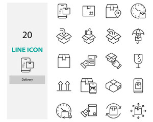 set of delivery icons, sending, box