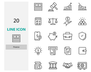 set of finance icons, tax, money, banking, payment