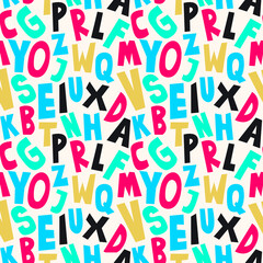 colorful alphabet seamless pattern background