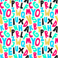 colorful alphabet seamless pattern background