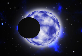 Illustrazione digitale di un eclissi lunare © o_sonia