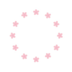 Vector round frame for decorating photos with flowers. Spring Japanese Sakura on a white background. Design element for a logo, poster, banner, or photo album