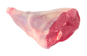 Fresh raw half lamb leg meat joint isolated on a white background