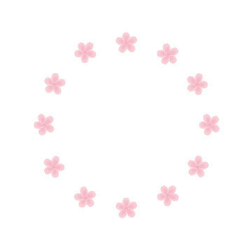 Vector round frame for decorating photos with flowers. Spring Japanese Sakura on a white background. Design element for a logo, poster, banner, or photo album