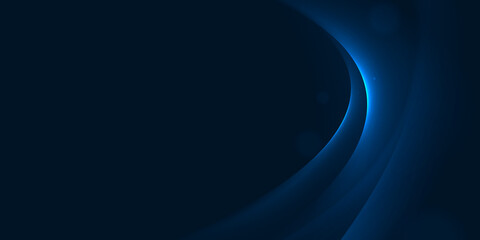 Glow curve lines on dark blue abstract background