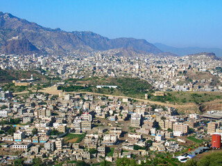 View on Taiz, the third largest city of Yemen
